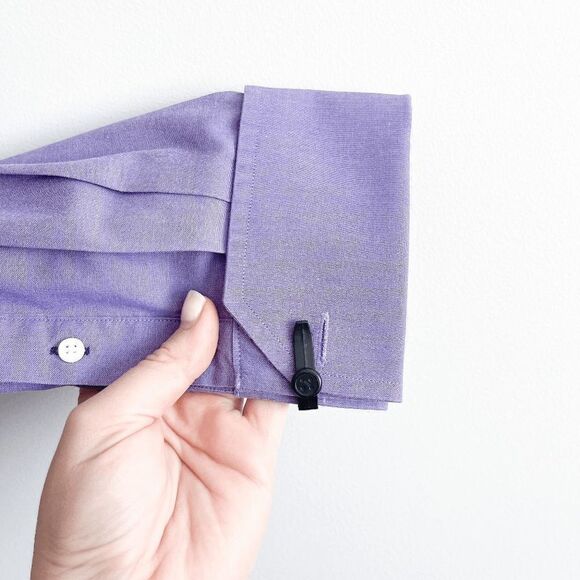 Tommy Hilfiger Mens Shirt Regular Fit Long Sleeve French Cuffs Purple Size 16 - Picture 3 of 8